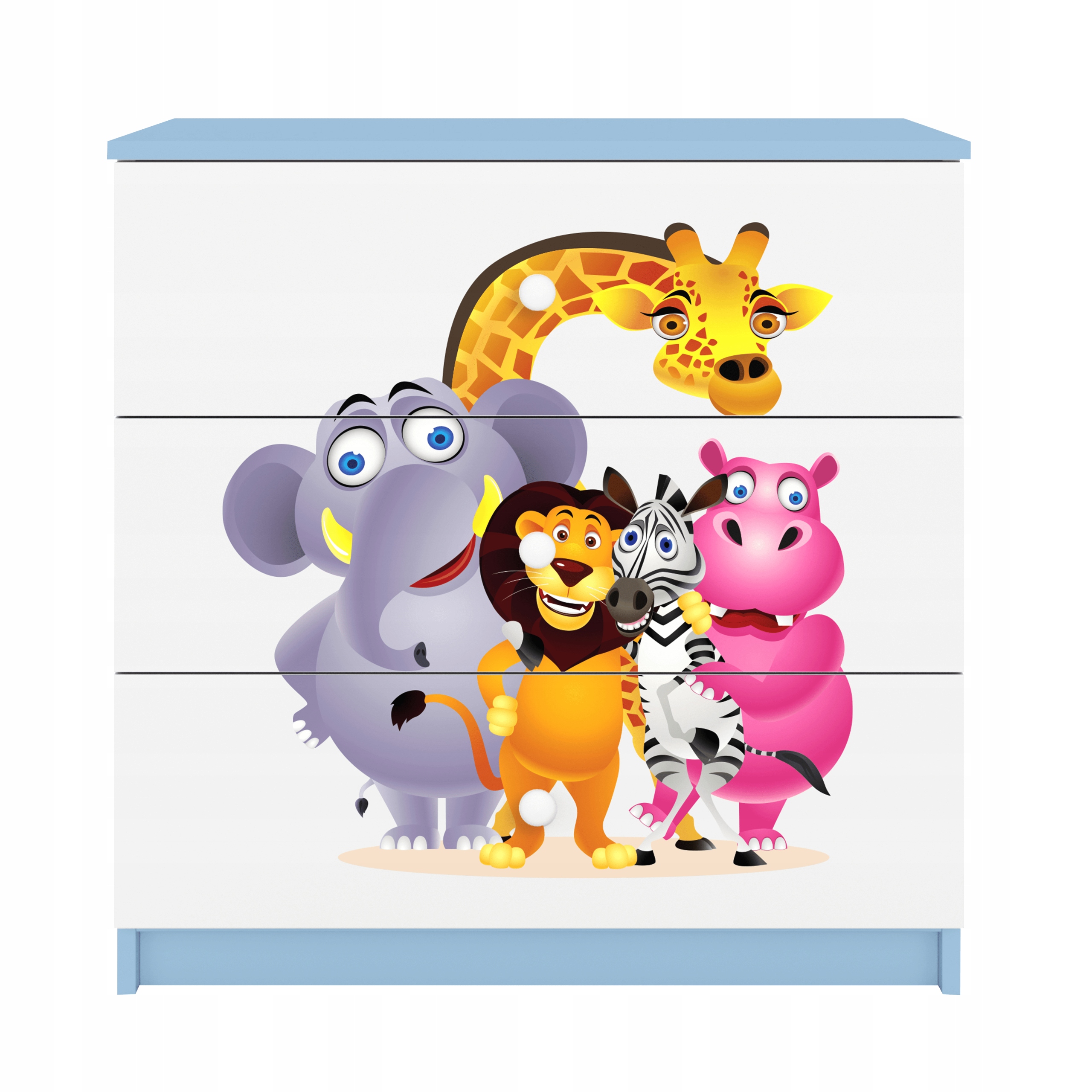 Komoda Babydreams Modrá grafika zoo 80 cm