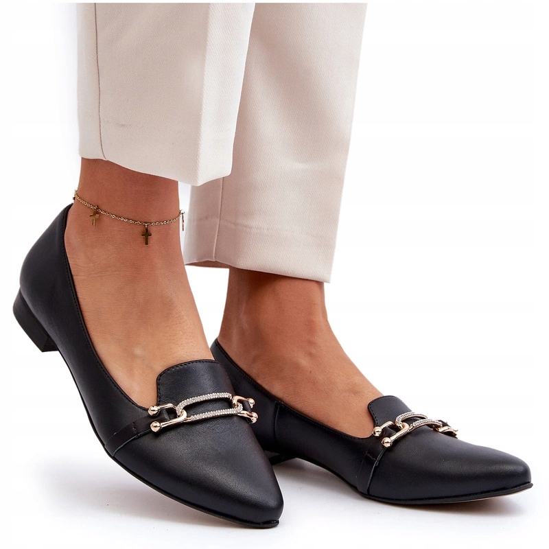 Kožené Balerínky S Plochým Podpatkem 2885 Černé 37