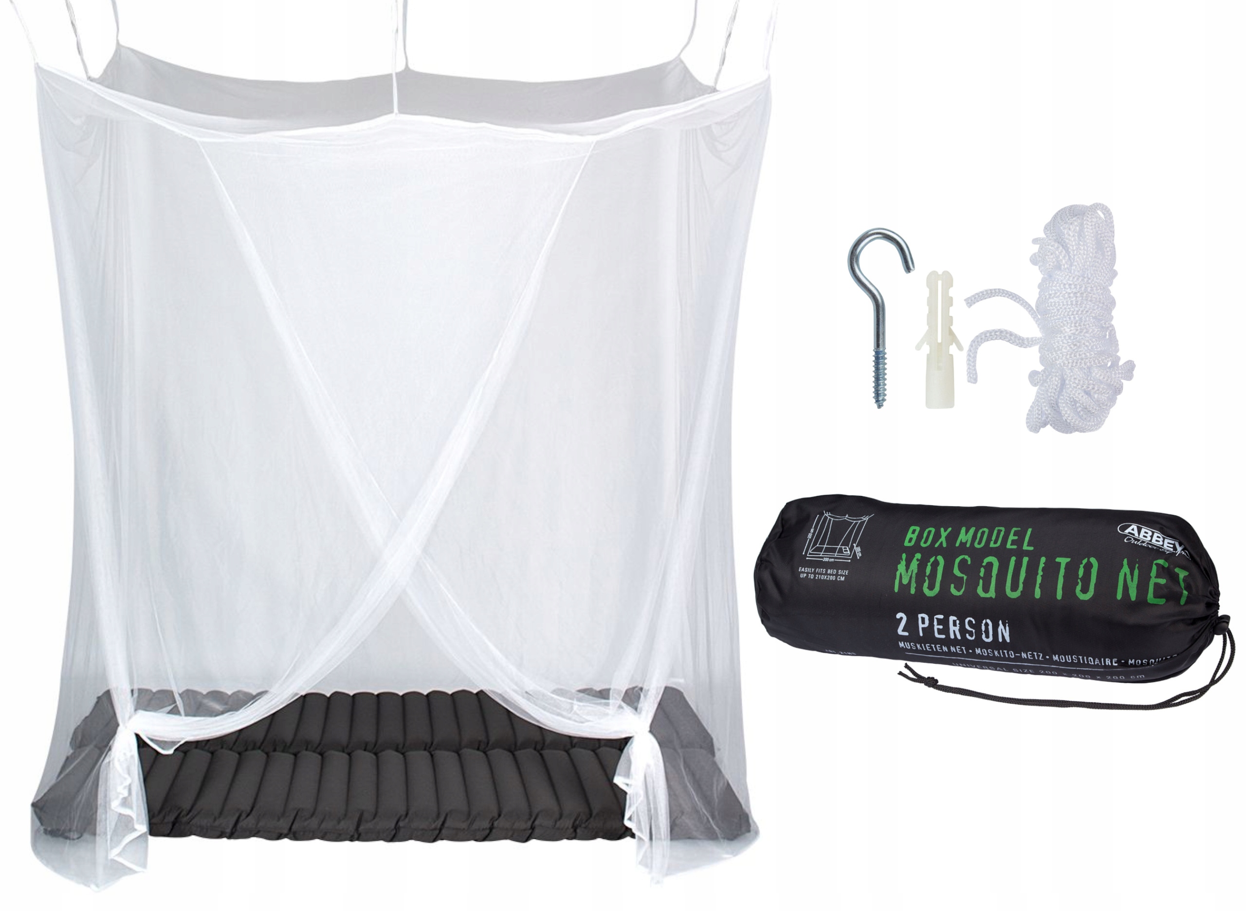 Moskitiera turystyczna 2-osobowa baldachim nad łóżko siatka na komary Abbey