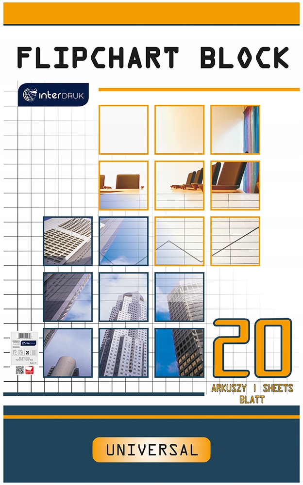 Blok do flipchartów 100-64cm w kratkę 20 kart x2 Kod producenta 5902277202796