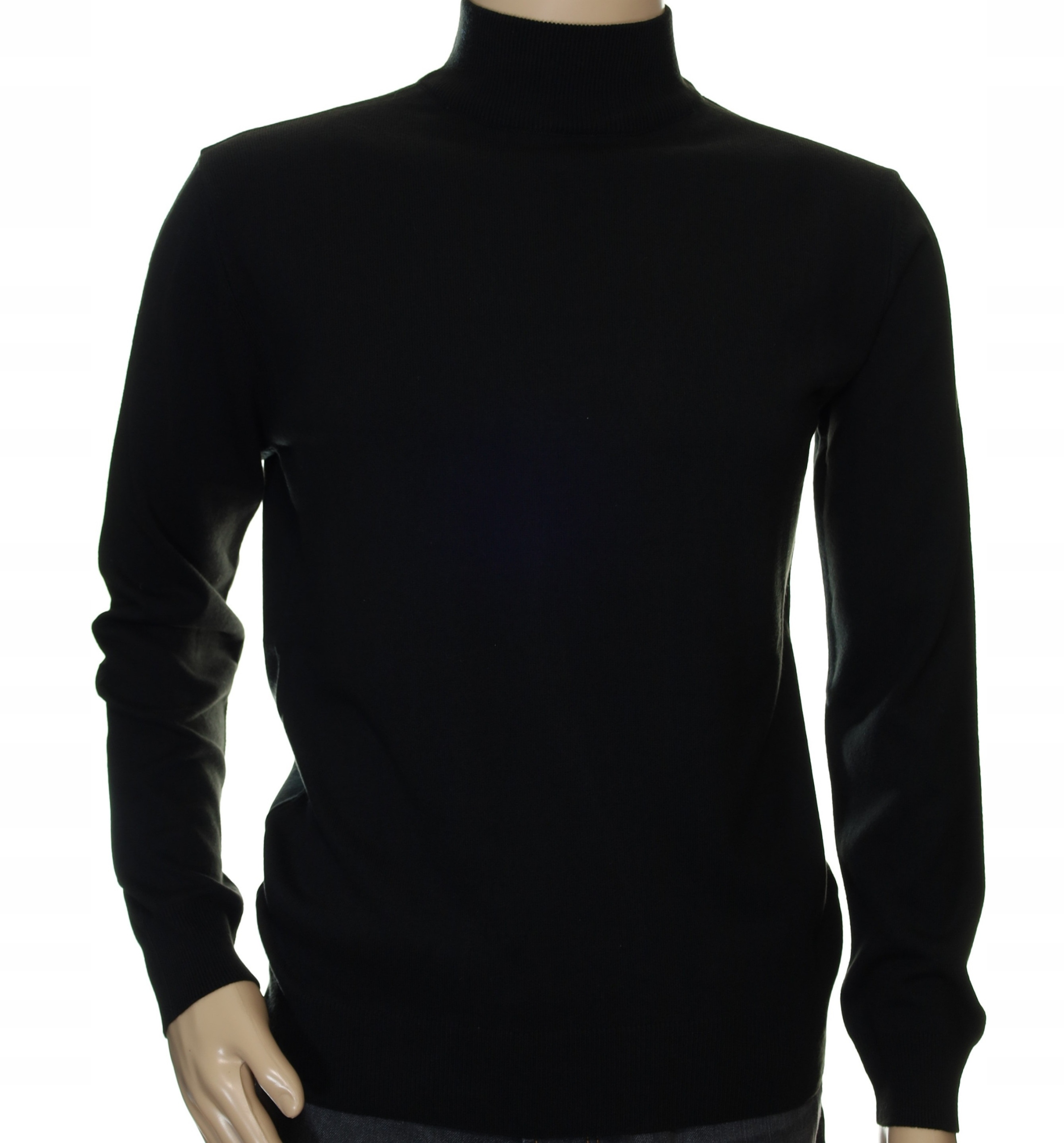 Pánský kašmírový pologolfový svetr z kašmíru a merino vlny XXL 2XL černý