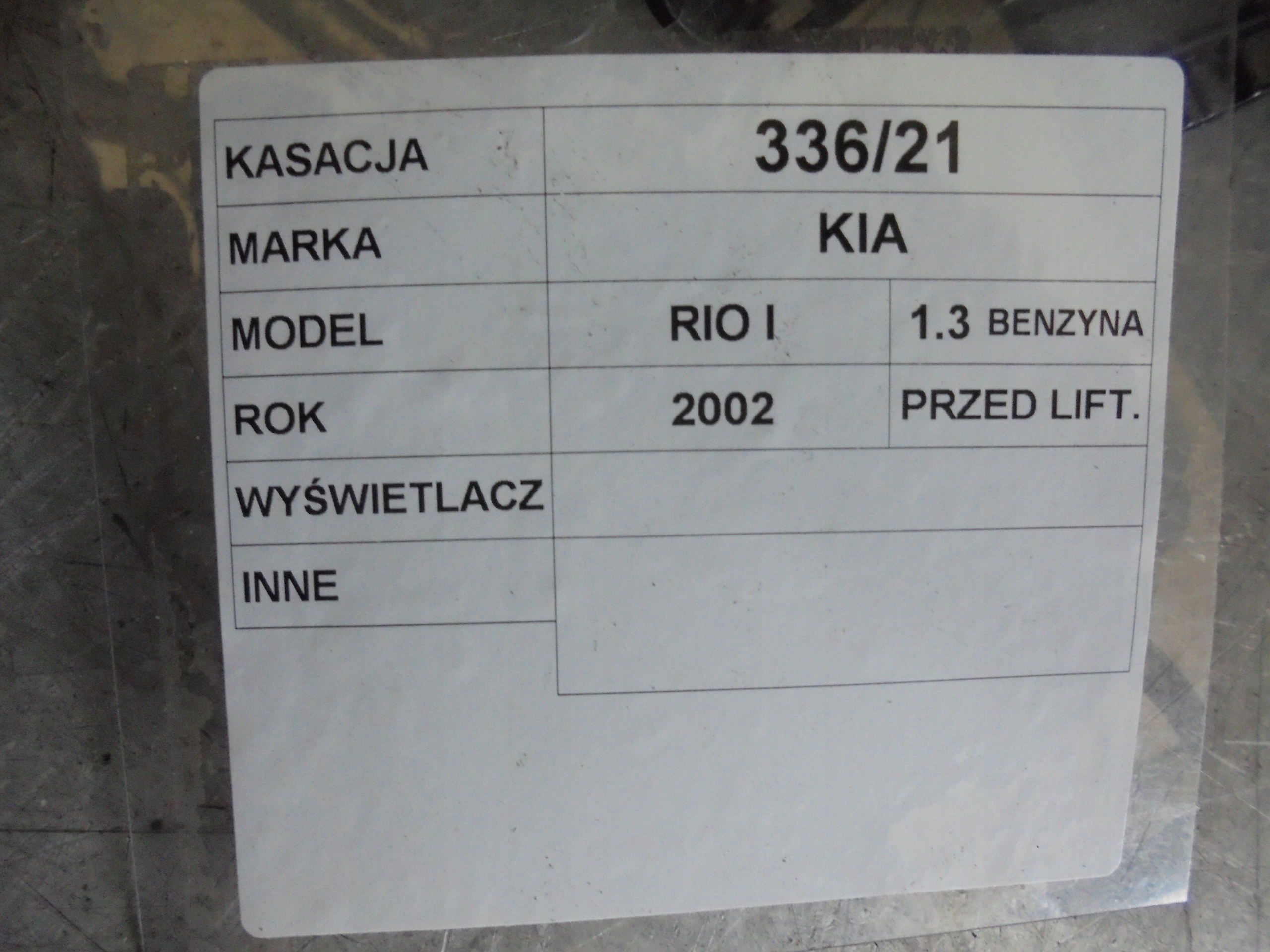SCHERMO KIA RIO E 0K2C255710