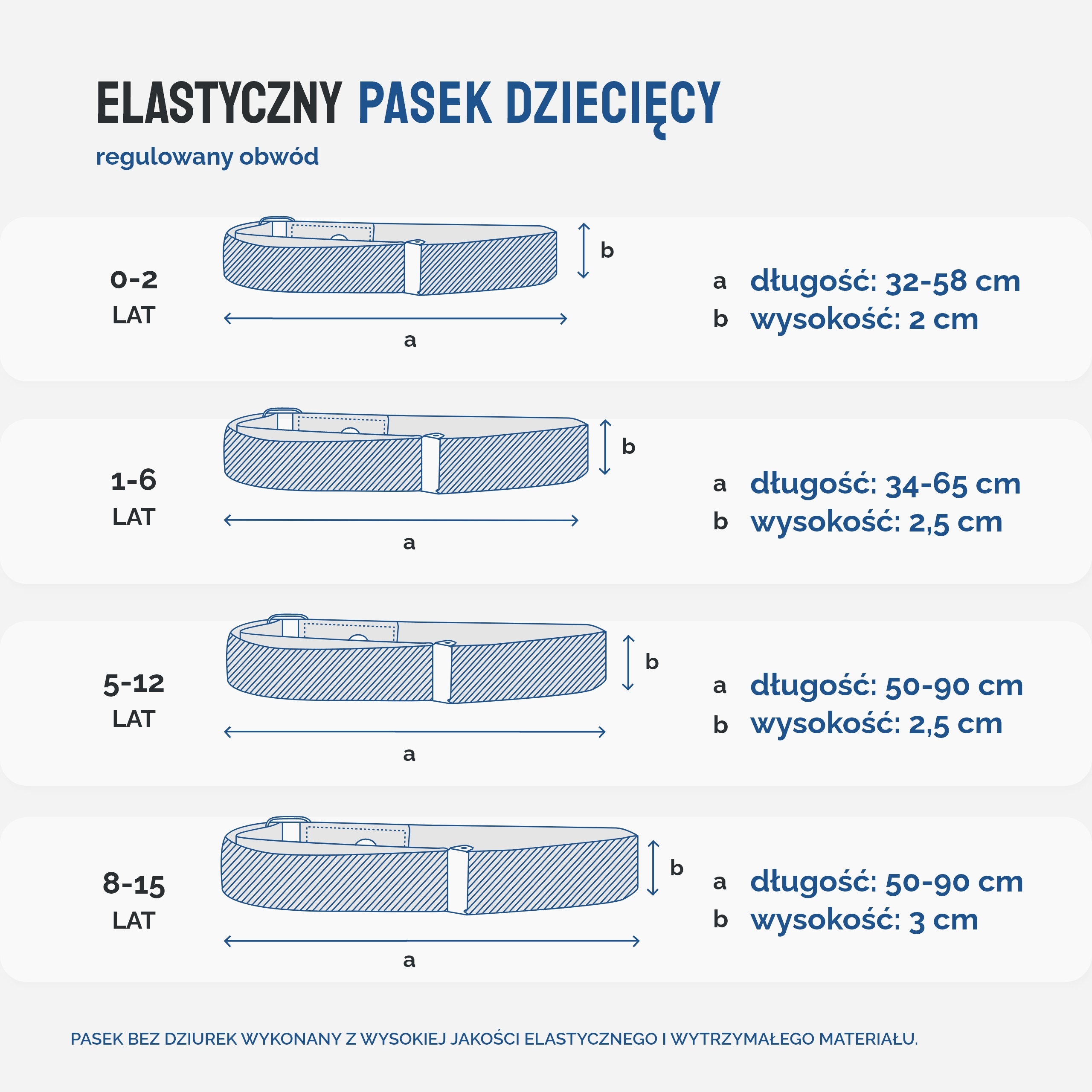 PASEK CHŁOPIĘCY na rzep ELASTYCZNY LADEHEID 62 cm czarny Motor Rozmiar 62