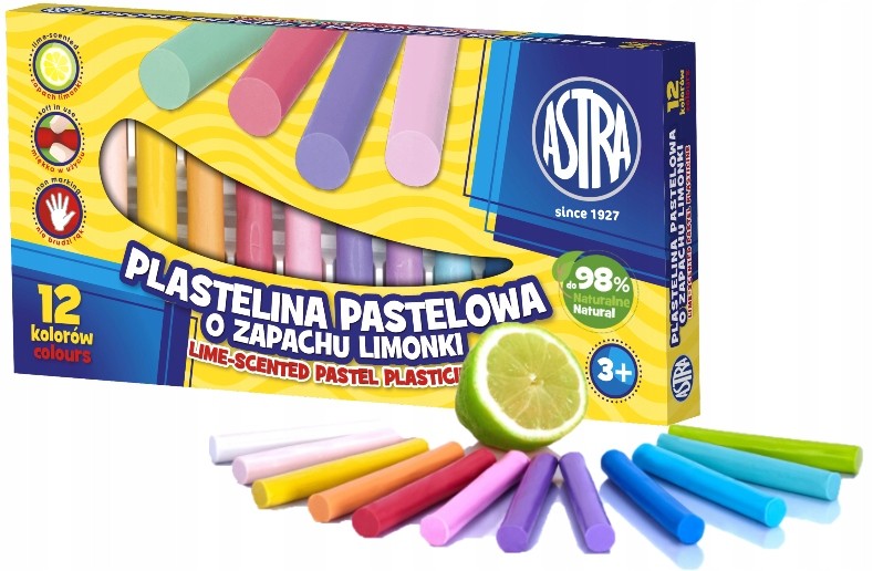 

Plastelina 12kol pastelowa zapach limonki Astra
