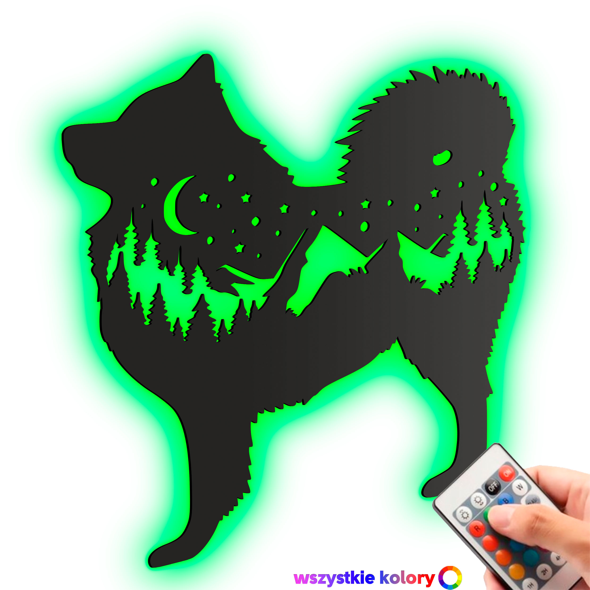 Dřevěný 3D obraz Pes Husky Nástěnná Dekorace Dárek Noční Lampa Led XL