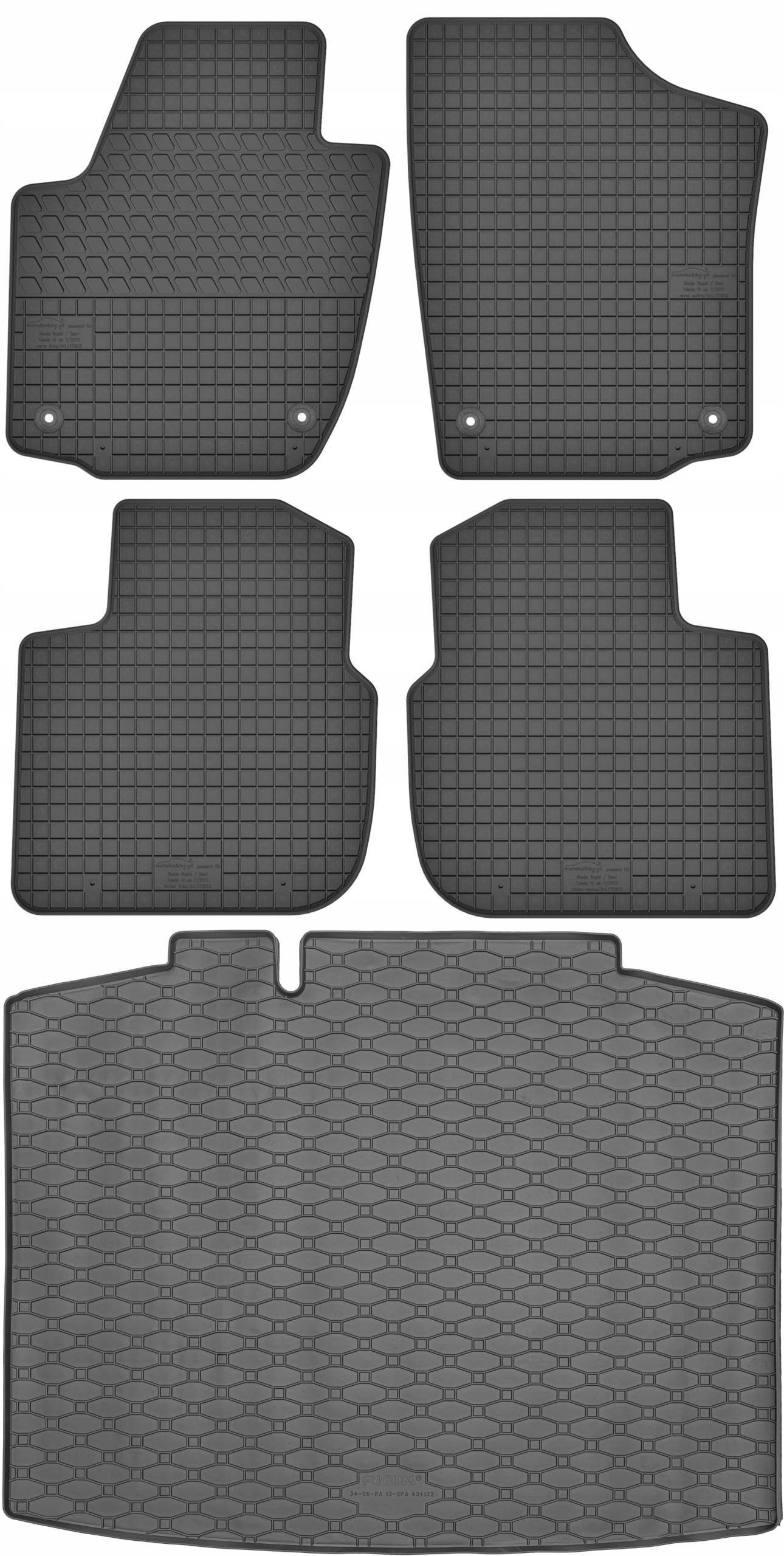 Škoda Rapid Spaceback 2013-2019 Sada Koberce batožinový priestor