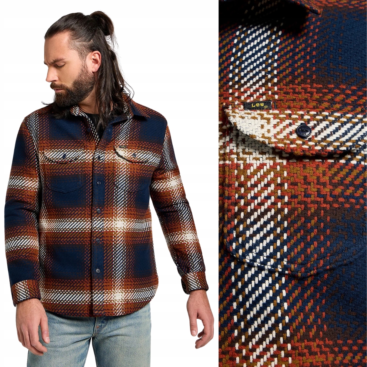 Lee 101 Worker Shirt premium silná bavlněná košile bunda katana kostkovaná S