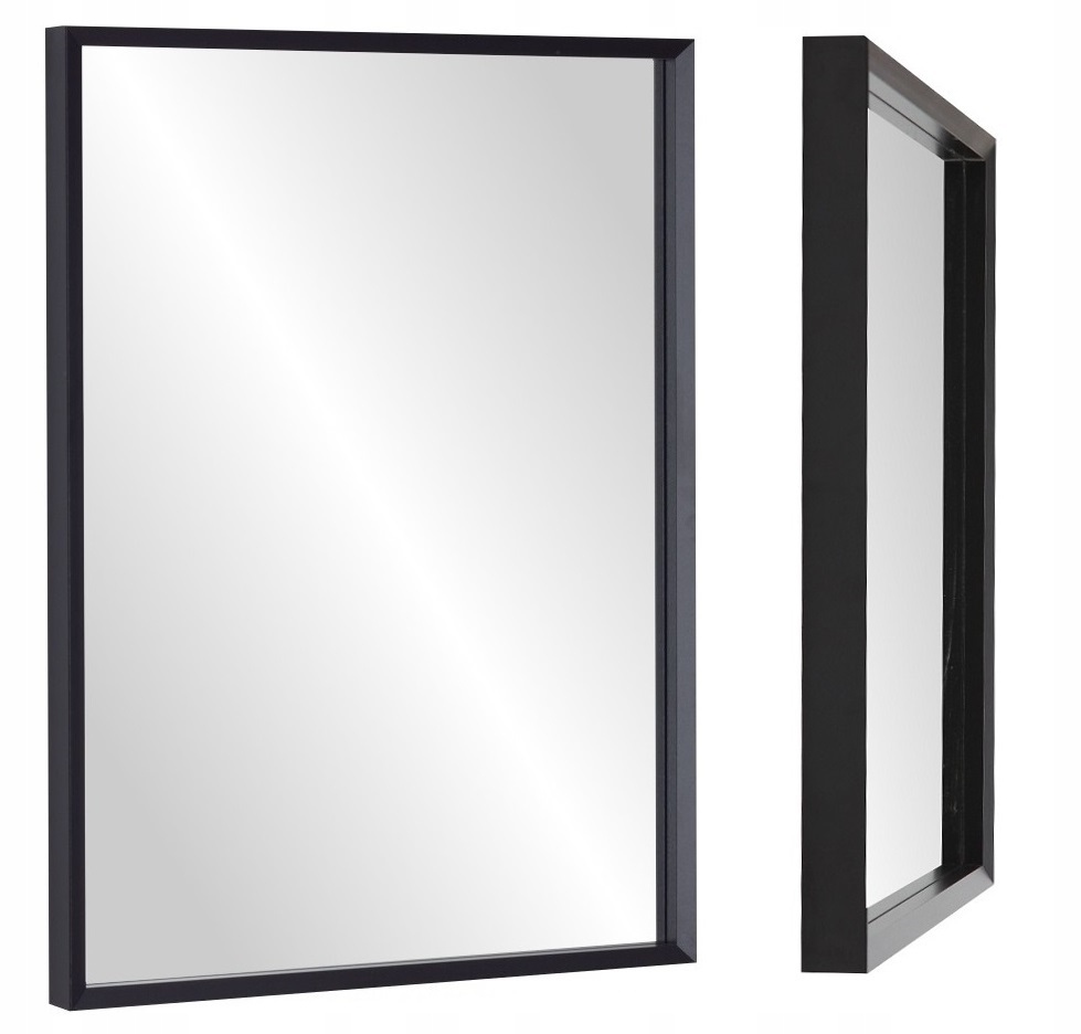 

Lustro 80x60 wąska Kasetonowa rama Czarna