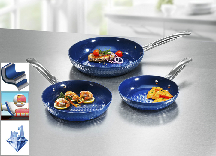 ZESTAW 3 PATELNII NIEPRZYWERAJĄCYCH GRANATOWE PRESTIGE DIAMANT Liczba elementów w zestawie 3