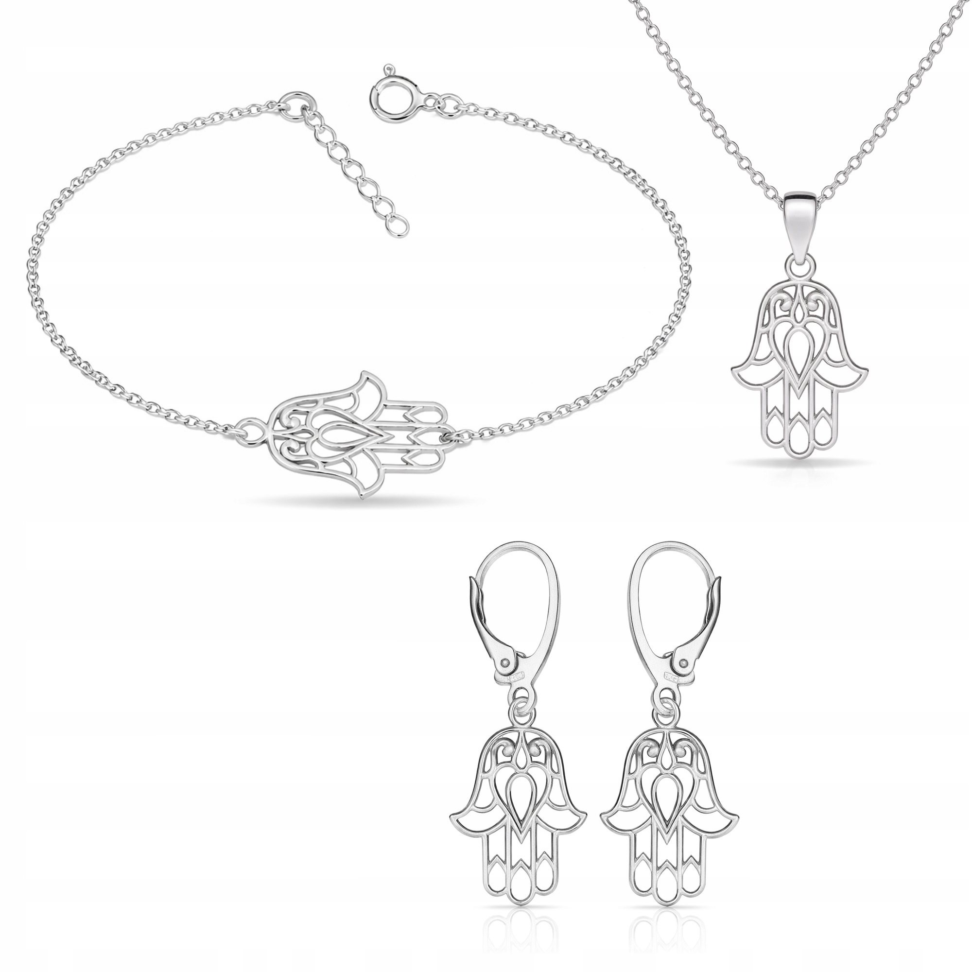 Ruka Fatimy Hamsa Stříbrný set šperků rolo stříbro 925