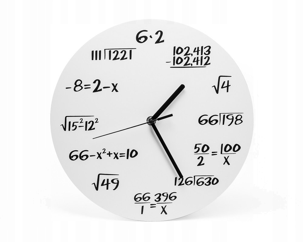 

Zegar matematyka biały
