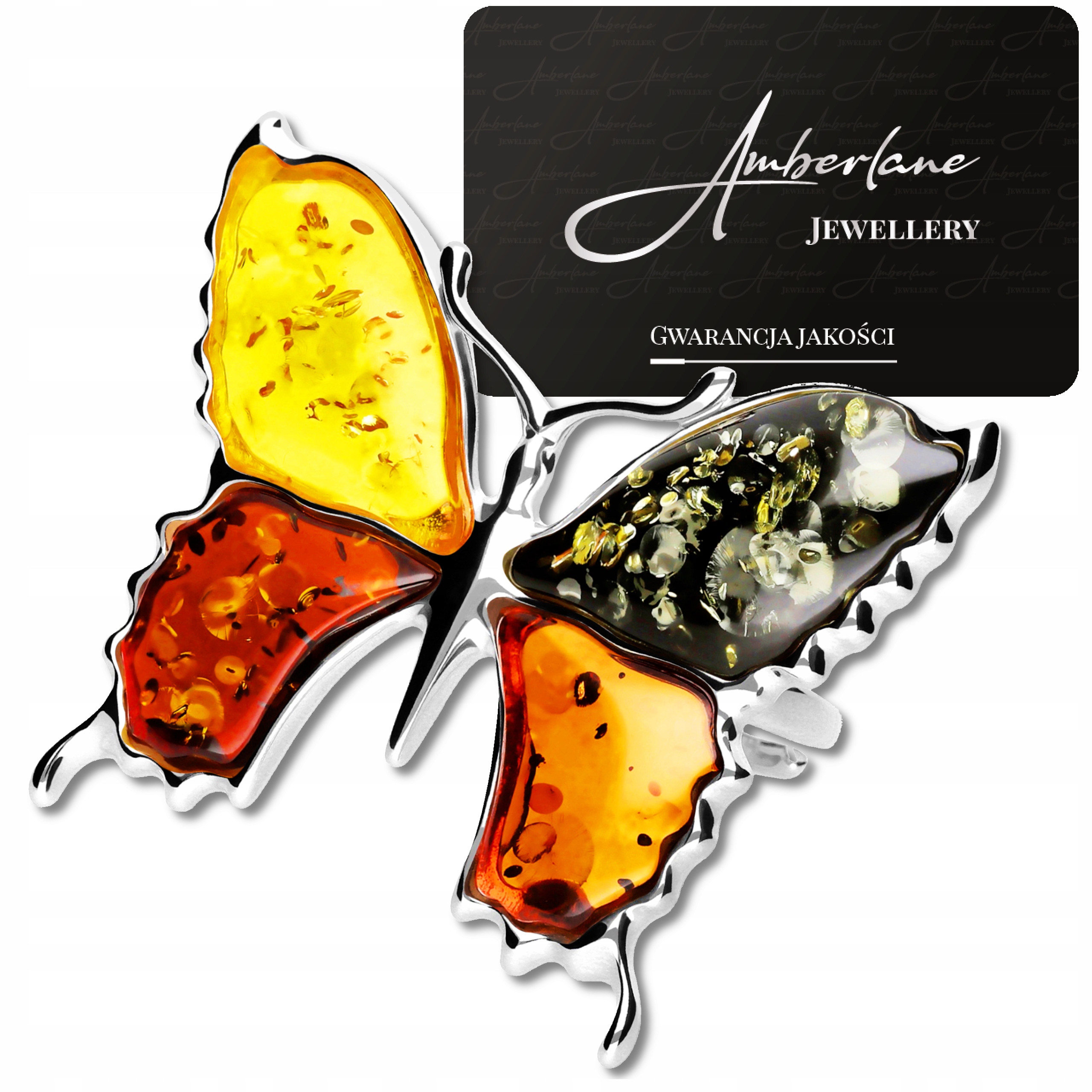 Prstýnek Motýl stříbro 925 s přírodním jantarem*REGULOVATELNÝ*mix barev