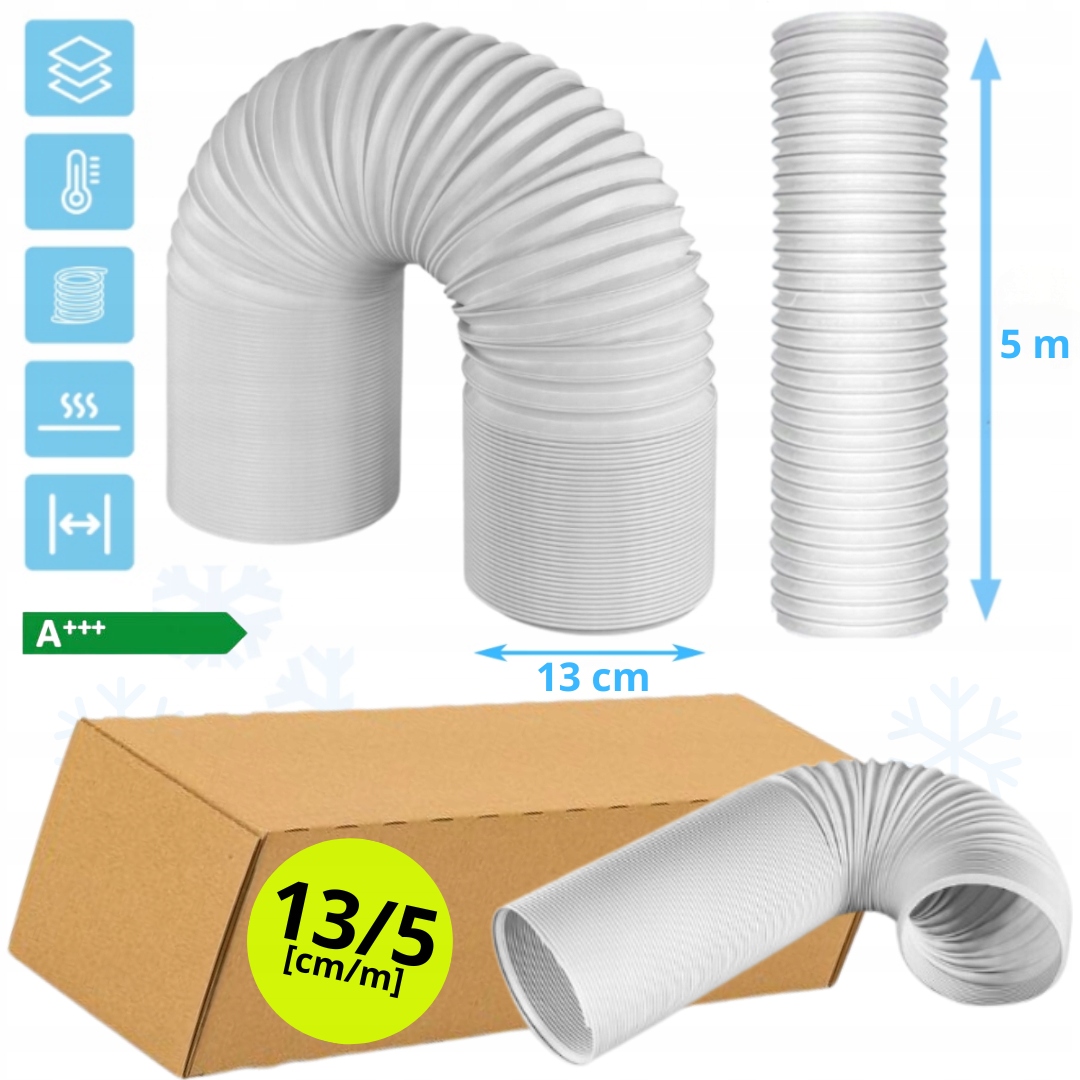 Trubka Pro Přenosnou Klimatizaci Bílá hadice * průměr 13 cm * délka 5 m *