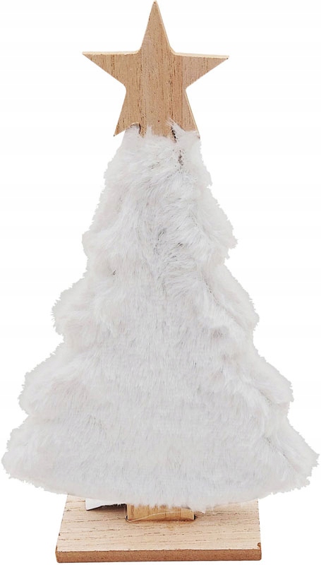 

Drewniana Choinka Z Futerkiam Biała 30cm