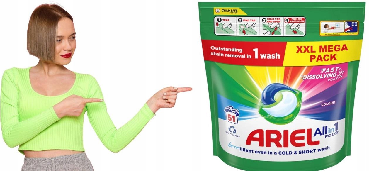 Levně Ariel [51] prací Kapsle pro barevné prádlo