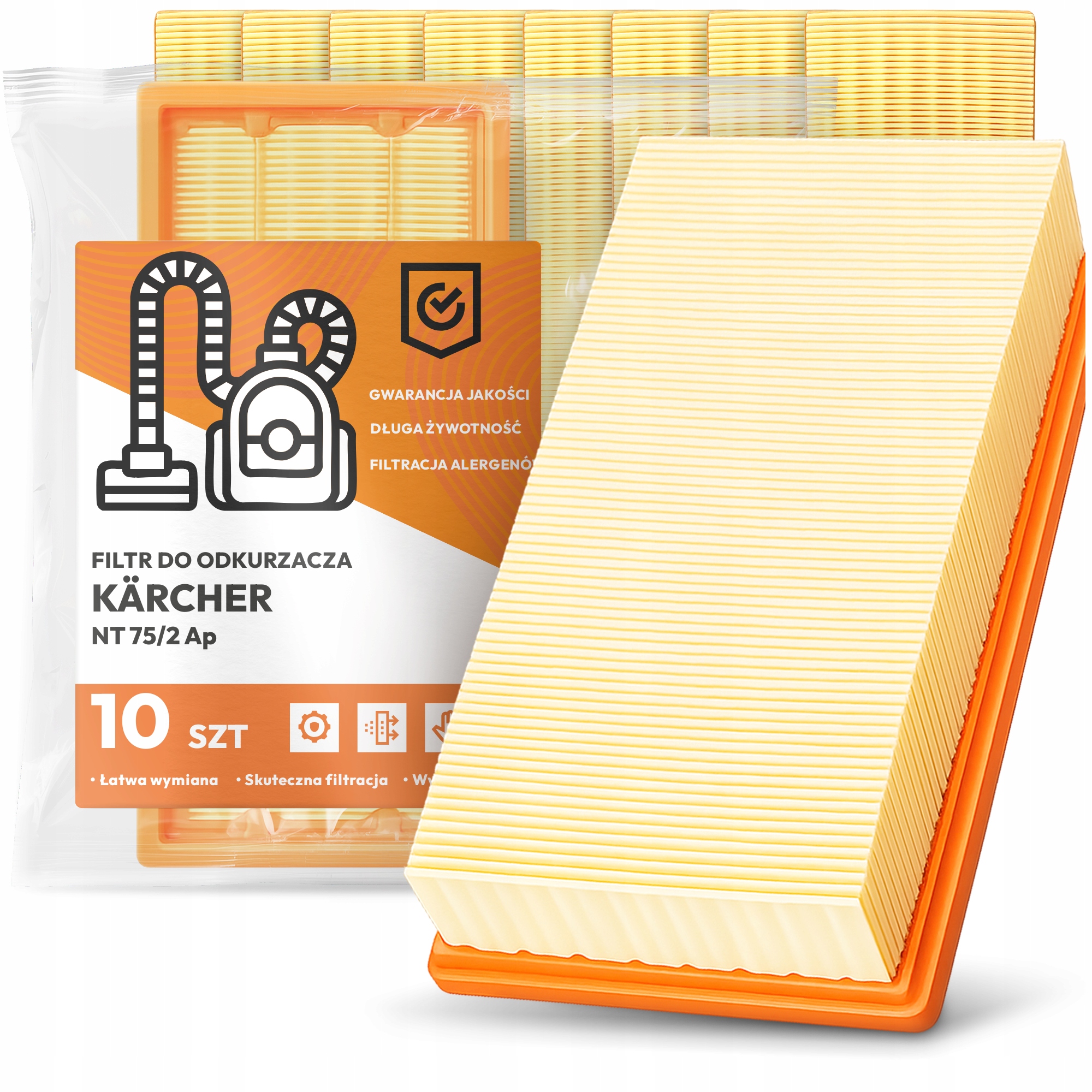 10 x Vzduchový Filtr Pro Vysavač Kärcher Nt 75/2 Ap Filtry Em-w