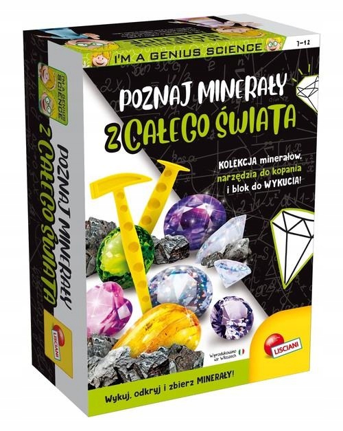 Zestaw Doświadczalny Mały Geniusz Poznaj Minerały z całego świata 7 lat + Marka Lisciani