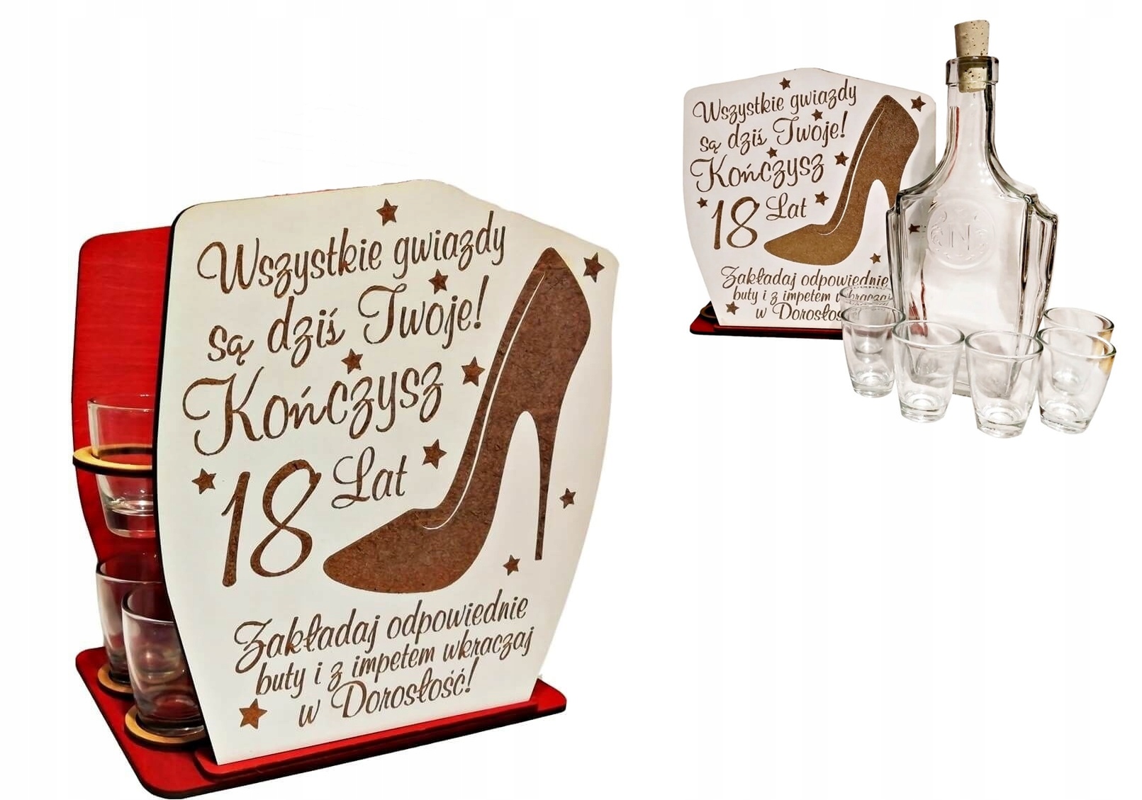 

Kieliszki karafka 18 Urodziny prezent stojak barek