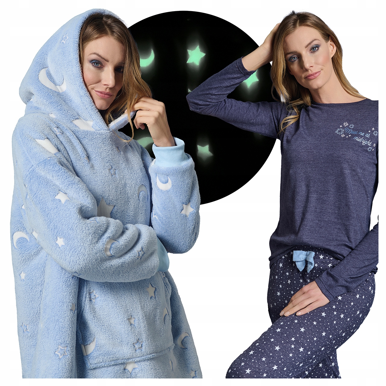 Hvězdný komplet Pyžamo Denisa Tmavě modrá a Volná Mikinová Deka Milana XL+L/XL