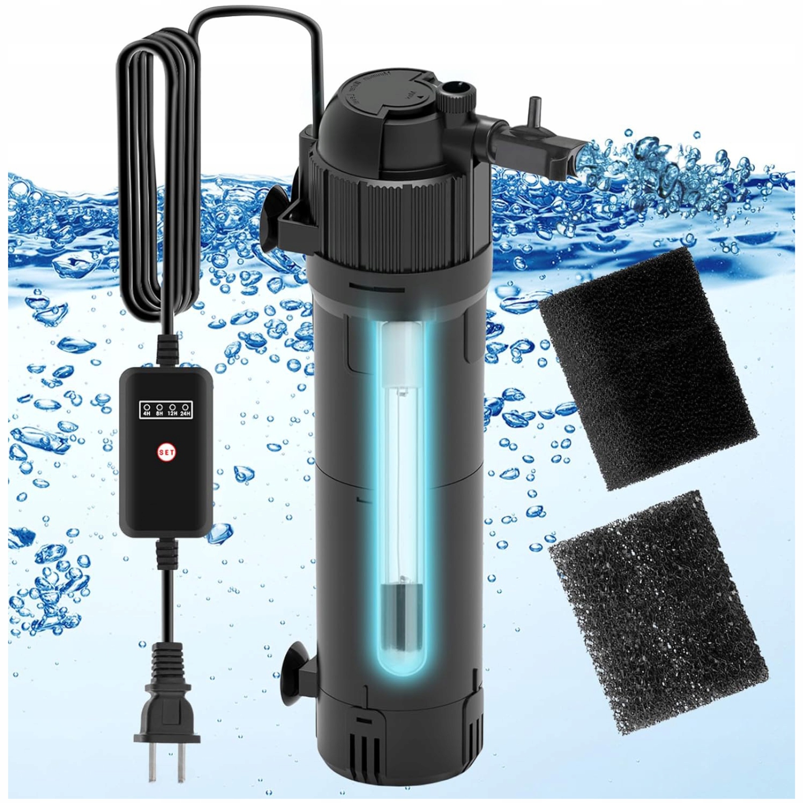 Levně Vnitřní filtr pro akvárium 5v1 s Uv lampou 500 l/h Regulace 100-200 l