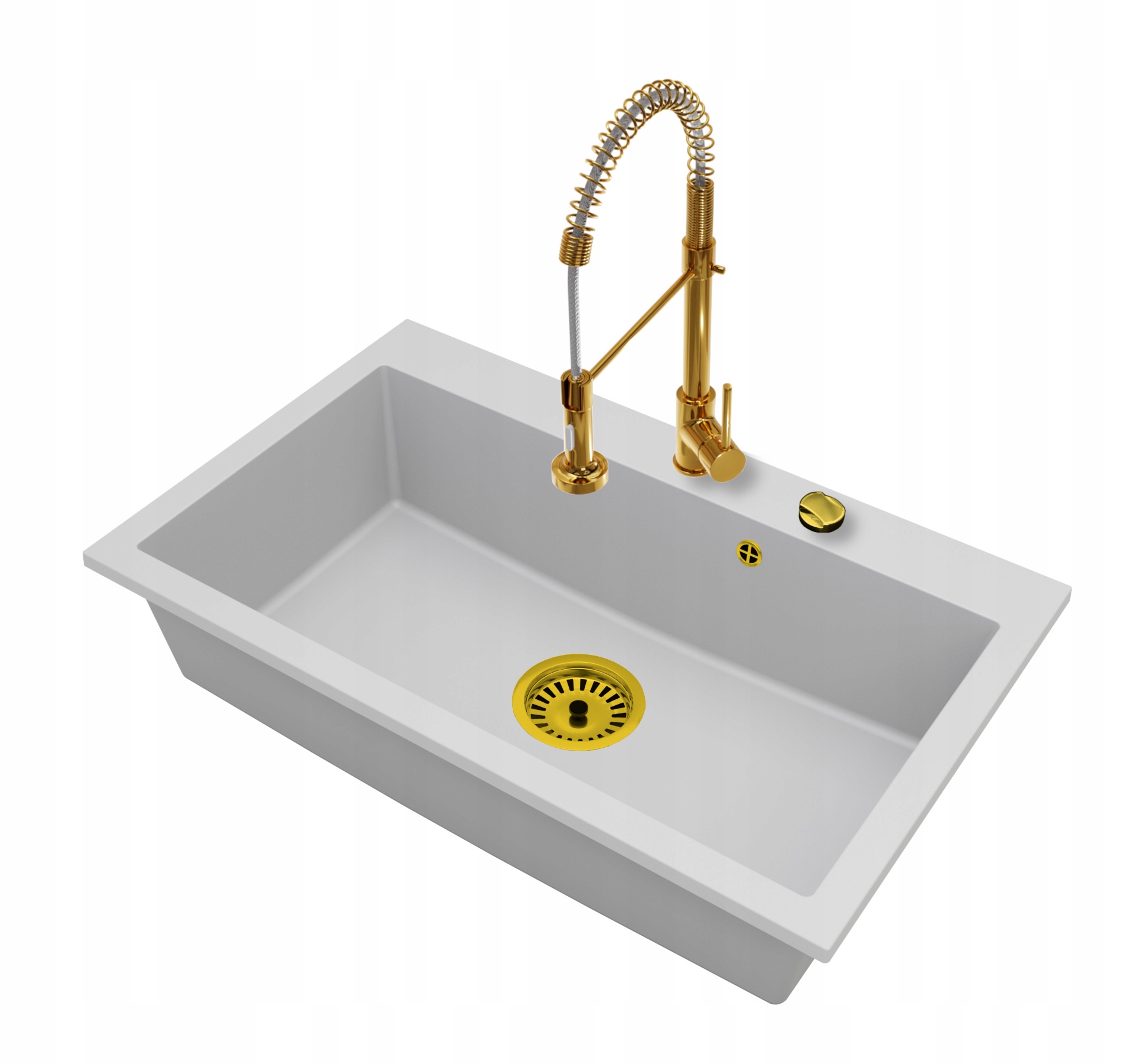 Granitový dřez Jednokomorový Elite 80 Baterie Sifon Zlato Automat