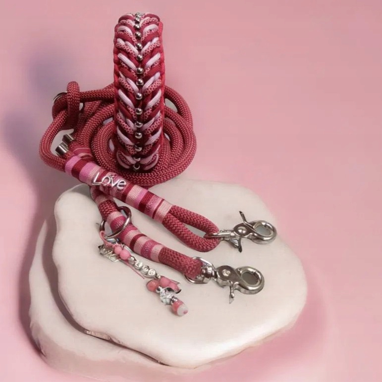 Levně DoggyVibes Vodítko a obojek pro psa lanové s možností nastavení délky