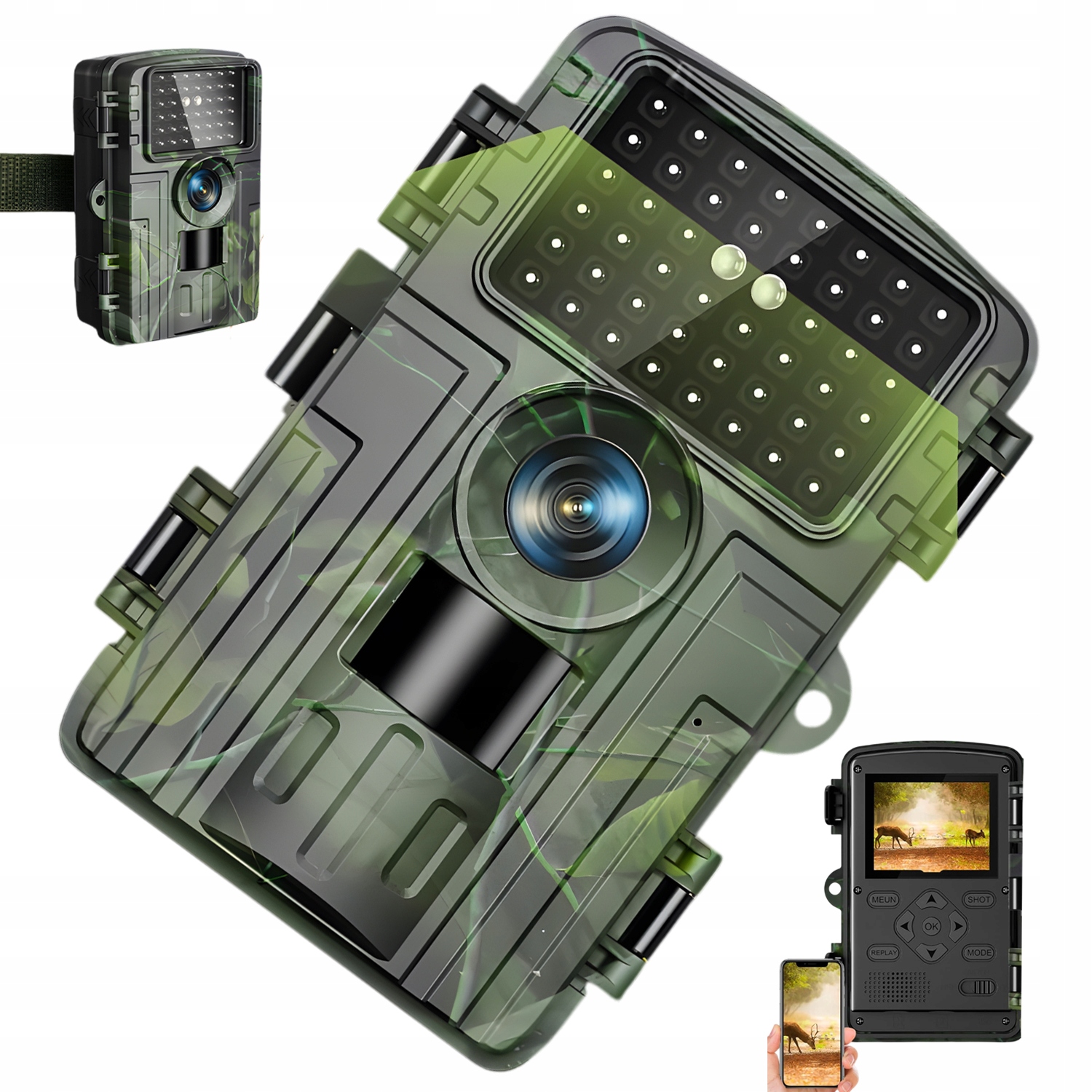 Lesní Kamera Fotopast 4K 60MP Wifi IP66 Noční Vidění Do Lesa Zahrada