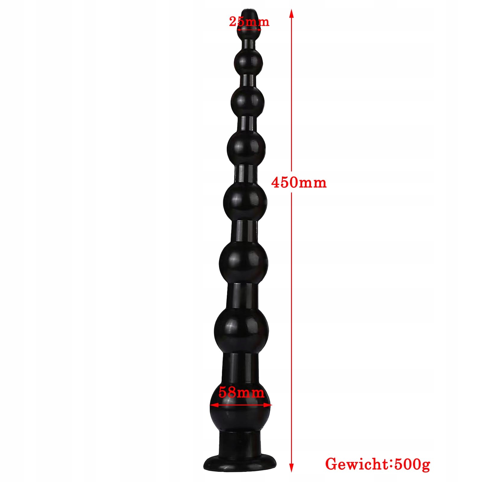 BDSMYEE Długie Analkulki 45 CM Analplug Dla Par Kobiet Mężczyzn Czarne — miniatura 2