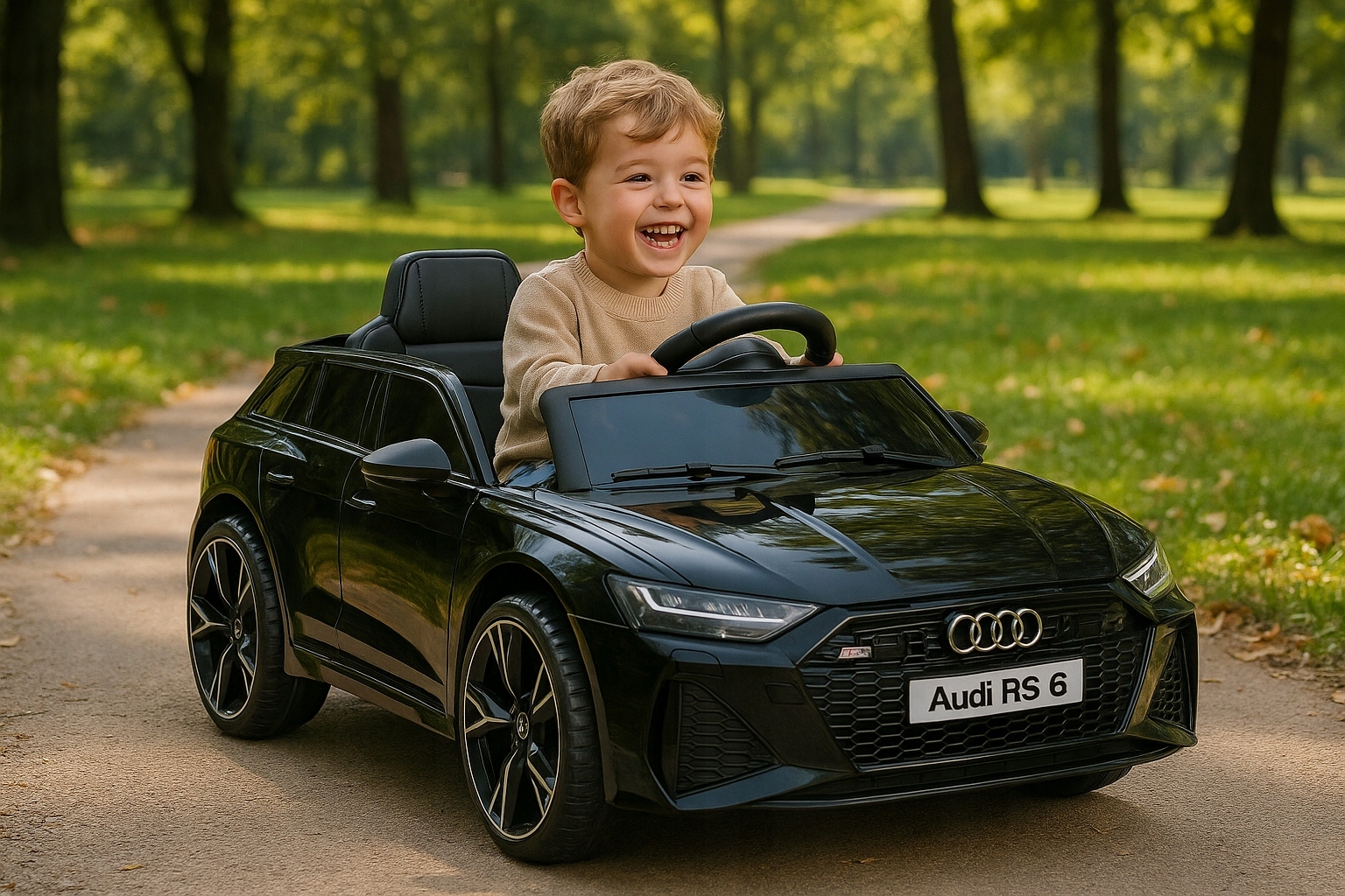 Auto akumulator 4x4 100W skóra pilot EVA samochód dzieci AUDI RS6 czarny