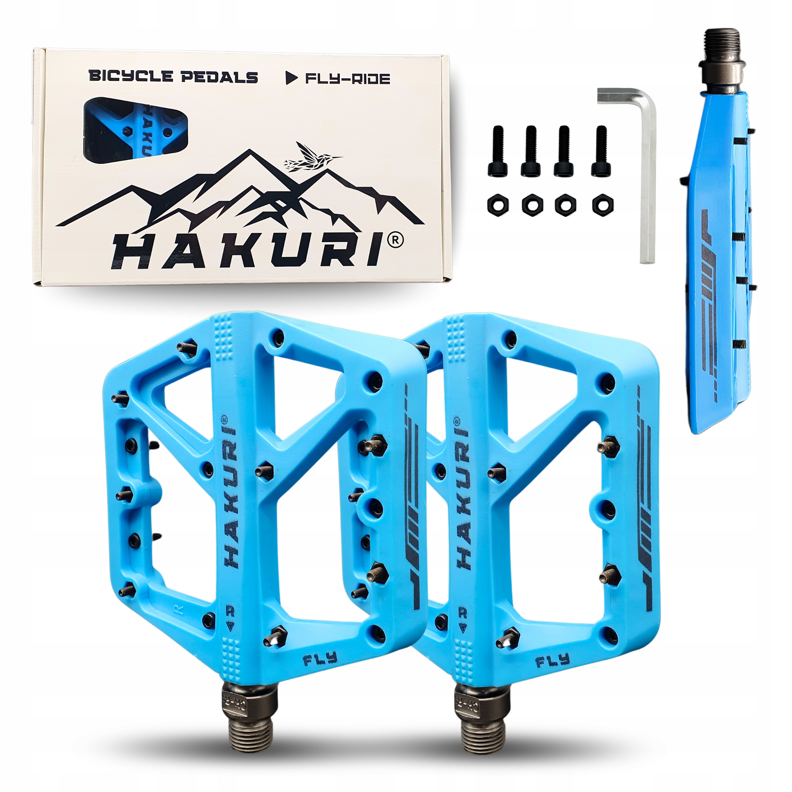 Pedały Rowerowe Nylonowe 3 łożyska Maszynowe Lekkie Piny Ebike Mtb Dh Blue