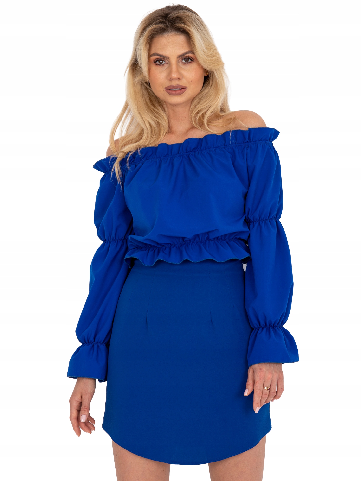 

Elegancka Bluzka hiszpanka z falbankami - S