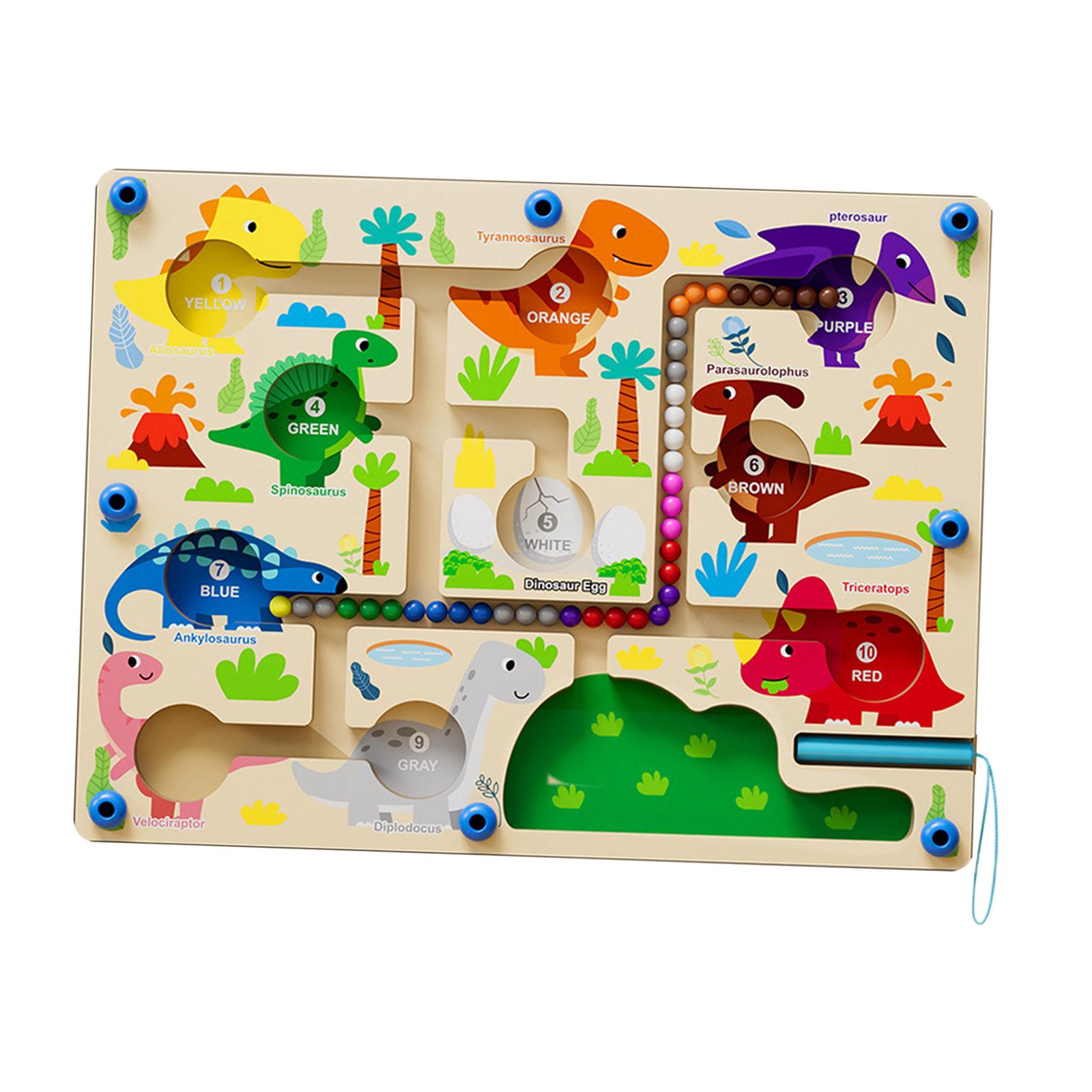 Drewniany labirynt magnetyczny Dinozaury Tablica Manipulacyjna Montessori