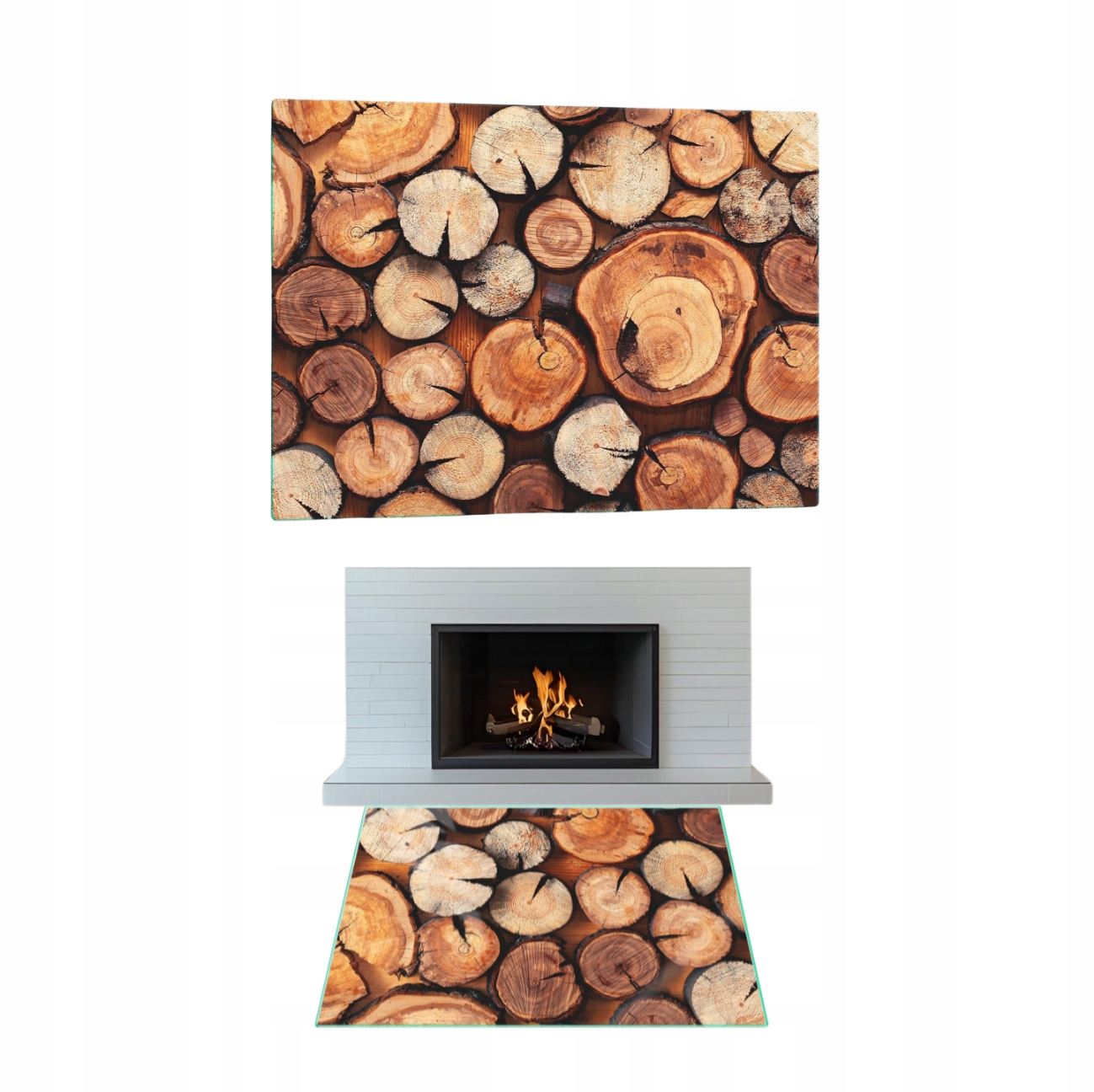 Tvrzené Sklo Pod Krb Sklo Podstavec Rozměr 50x52cm Grafika Dřevo