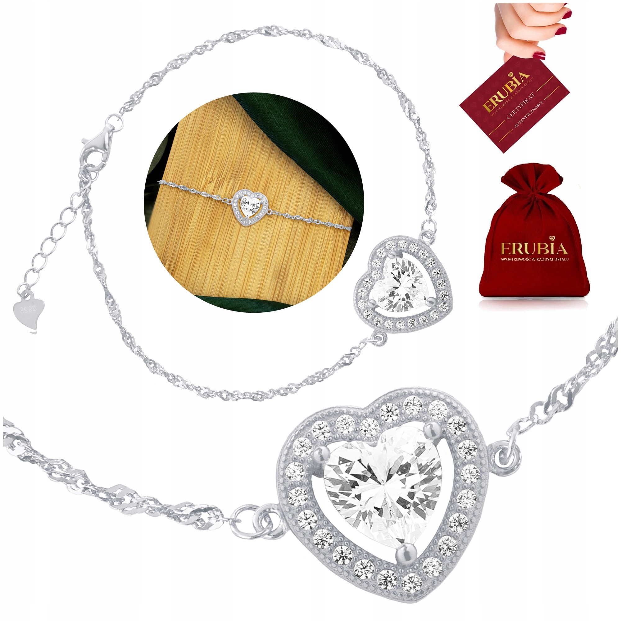 Stříbrný Dámský Náramek Na Ruku Srdce, Stříbro 925, Nastavitelný, Rhodiovaný