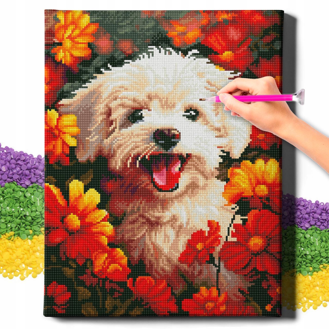 Diamond Painting 5D s Ramou Výšivka Diamantový Velký Pes Mozaika 40x50 cm