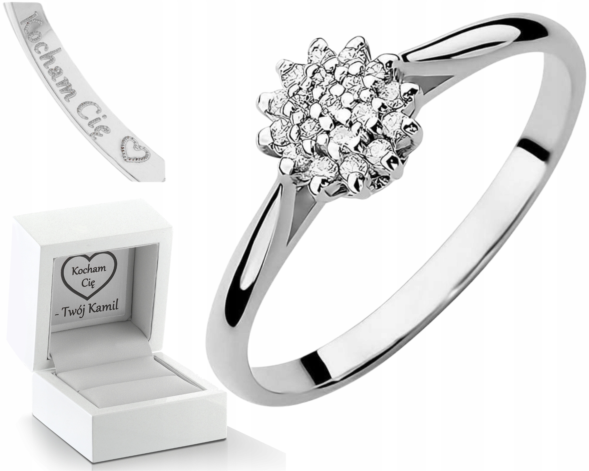 Bílé Zlato Prstýnek Diamanty Lab Jako Dárek Drť 585 14K