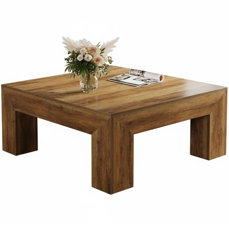Konferenční stolek HOGA-RY0337, 94,4 x 94,4 x 49,7 cm, hnědý
