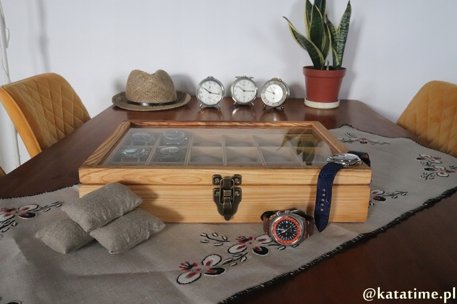 SKRZYNECZKA KASETKA PUDEŁKO BOX NA 18 ZEGARKÓW DREWNIANA ROBIONA RĘCZNIE