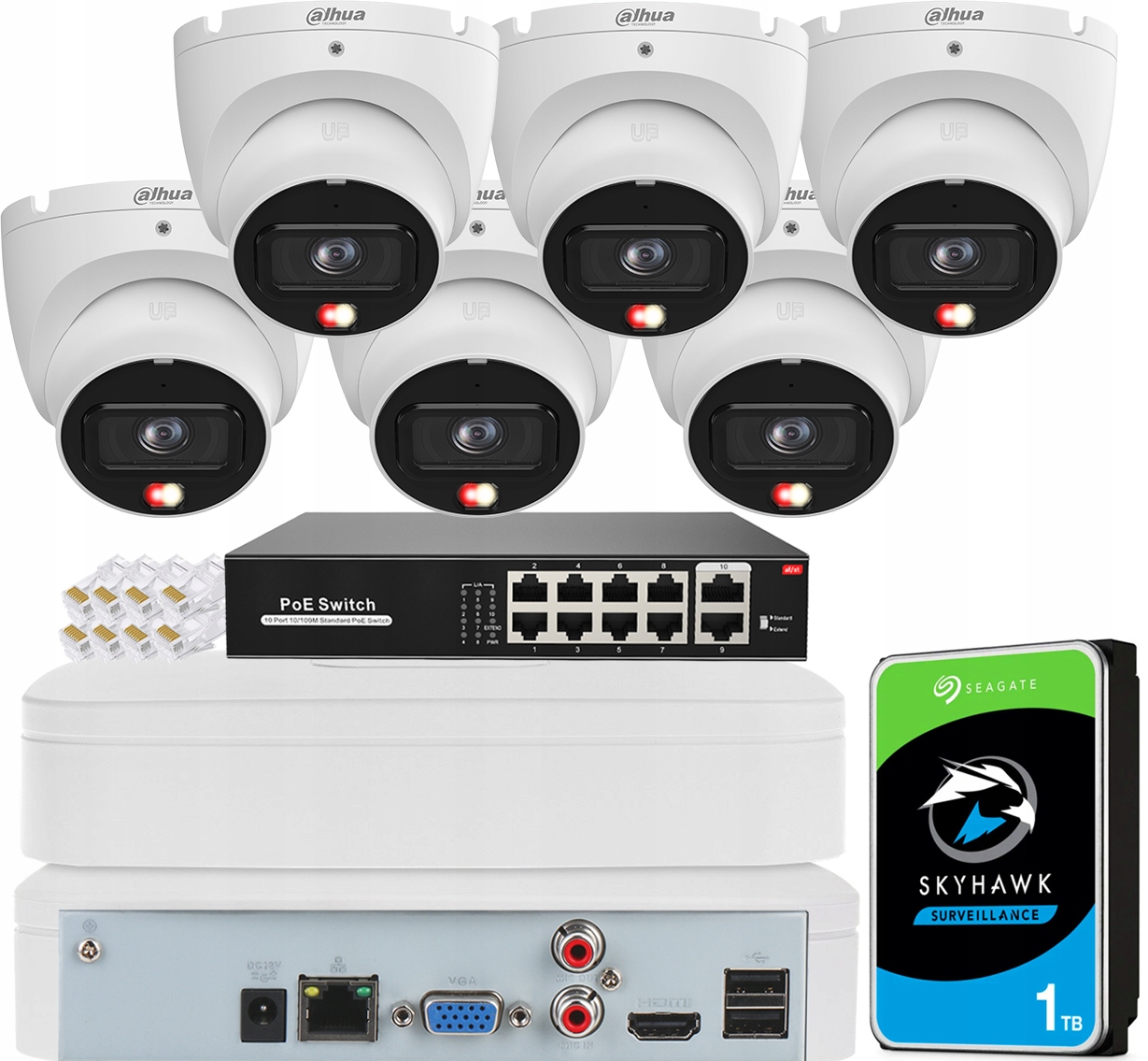 Sada na monitorovanie Dahua 6x 8Mpx Smart Dual Light kamera Aplikácia Detekcia