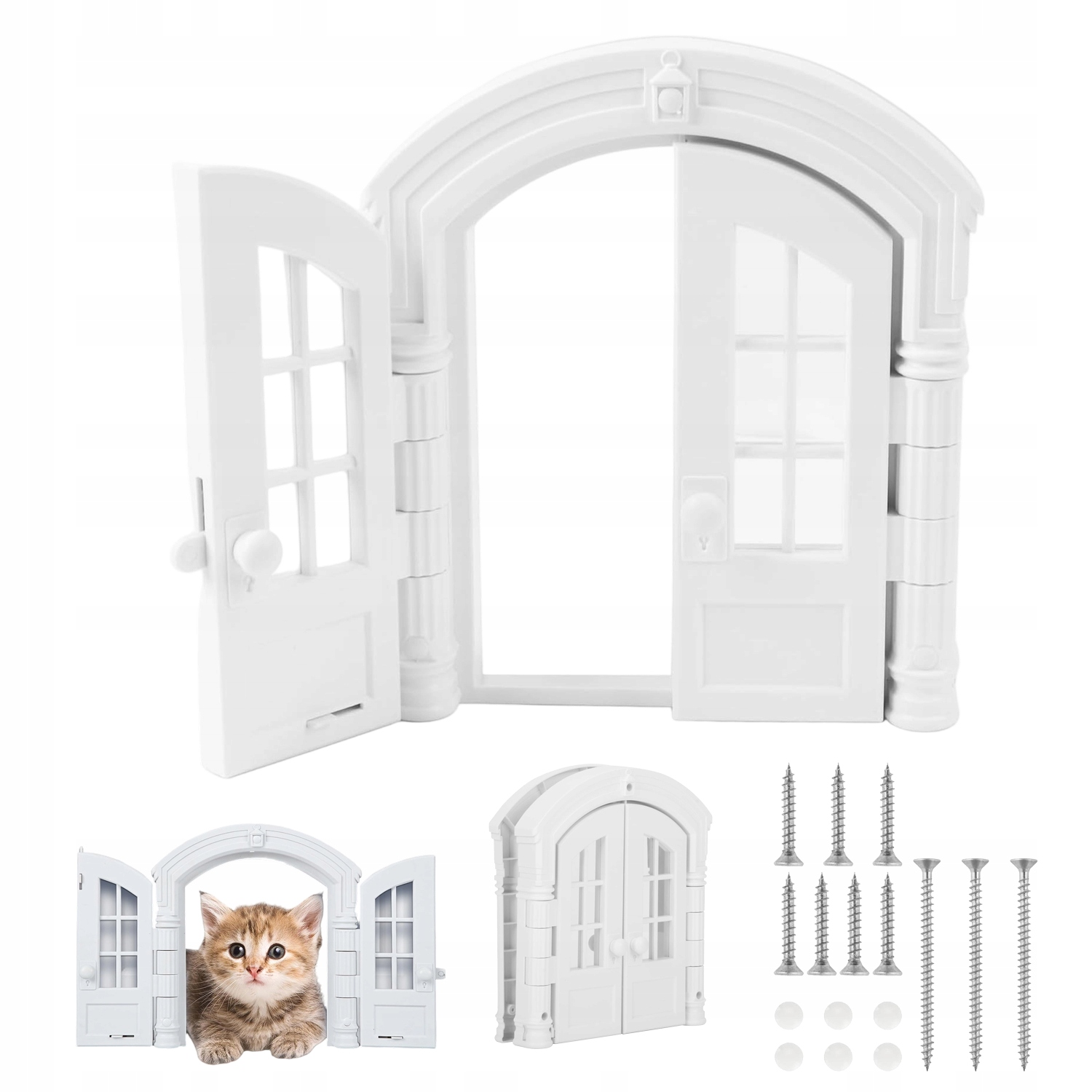 Levně Francouzské Dveře Pro Kočky Abs, Trvanlivý Materiál 24 CM, Bílé, Rychle Vhodné