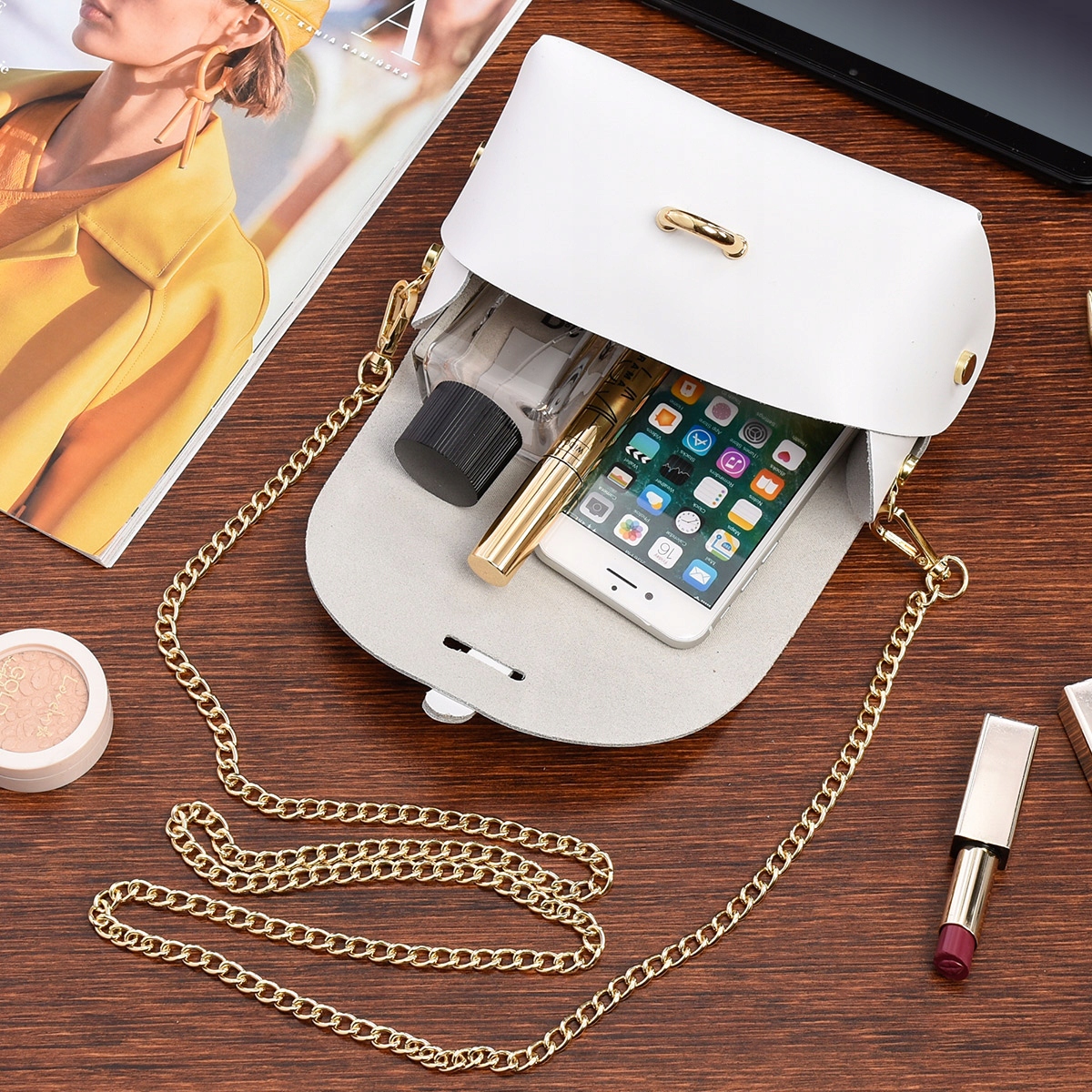 WŁOSKA SKÓRZANA torebka WIECZOROWA łańcuszek P45 Marka Beltimore