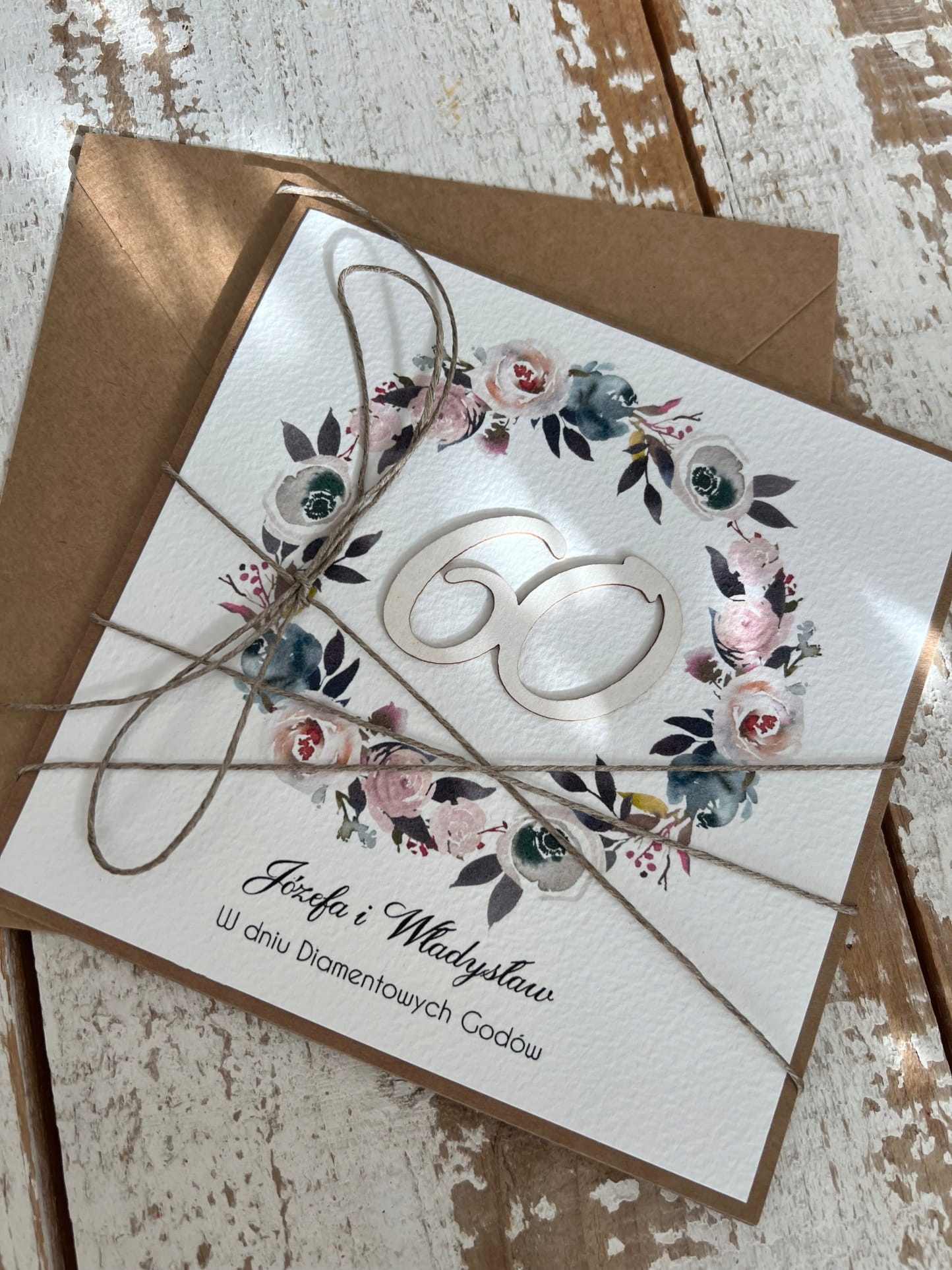 Unikátní ručně vyráběné přání k 60. výročí svatby s personalizací