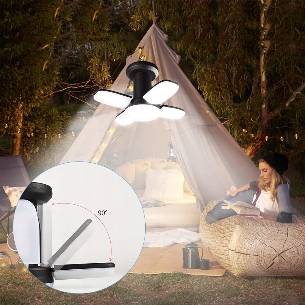 SOLARNA LAMPA KEMPINGOWA, ŁADOWANIE PRZEZ USB, PRZENOŚNA LATARNIA OGRODOWA Moc 10 W