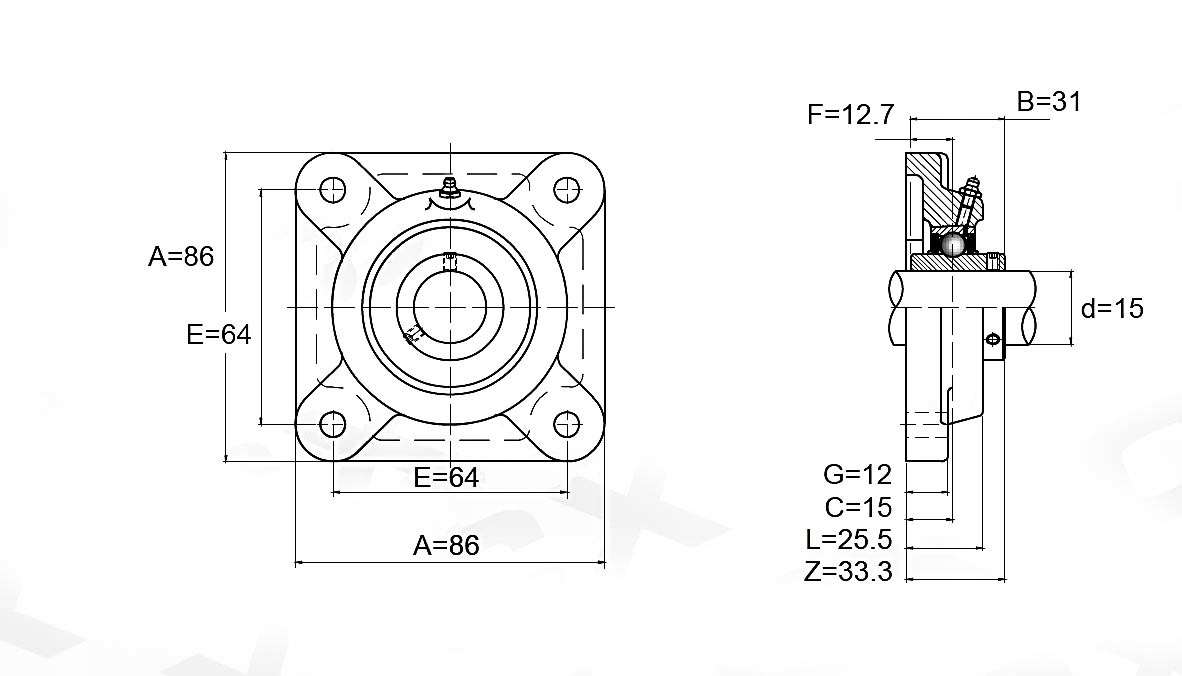 UCF202 Łożysko samonastawne w oprawie UCF 202 Marka Neutral