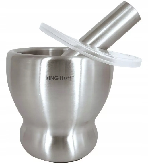 MOŹDZIERZ KUCHENNY STALOWY Z POKRYWKĄ DO PRZYPRAW ZIÓŁ TŁUCZEK DO UCIERANIA Kod producenta 0456433