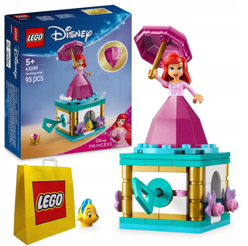 stavebnice Lego Disney Princezna Vířící Arielka 43259 93 dílků taška