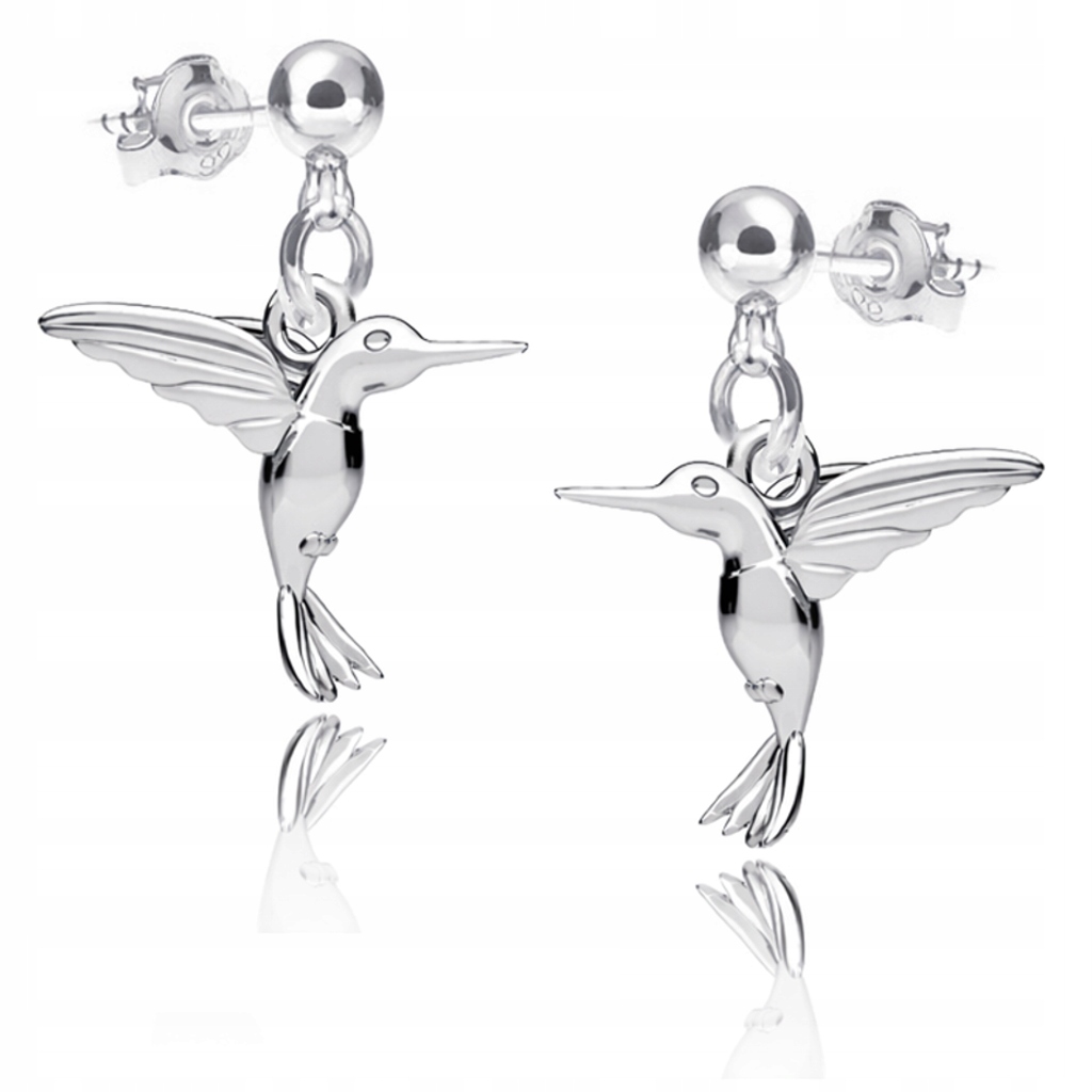 Stříbrné náušnice Kolibřík 3D Dýka Symbol radosti Stříbro ryzost 925