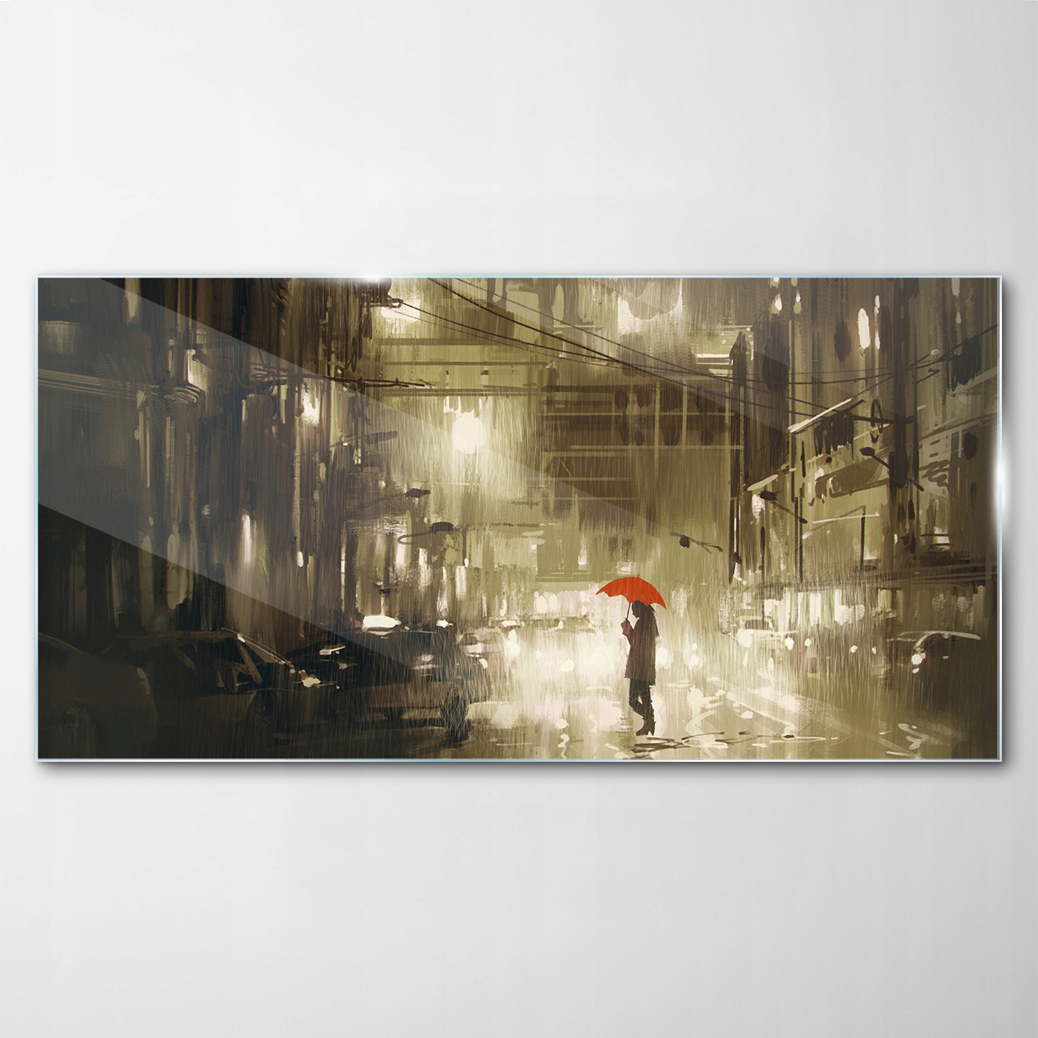 

Obraz Szklany Dekor Kobieta Parasol Deszcz 120x60