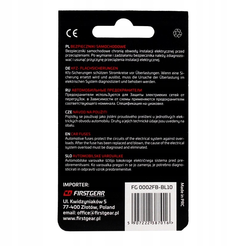 BEZPIECZNIKI SAMOCHODOWE PŁYTKOWE MINI 5A-30A 10SZT. ZESTAW EAN (GTIN) 5907222387016