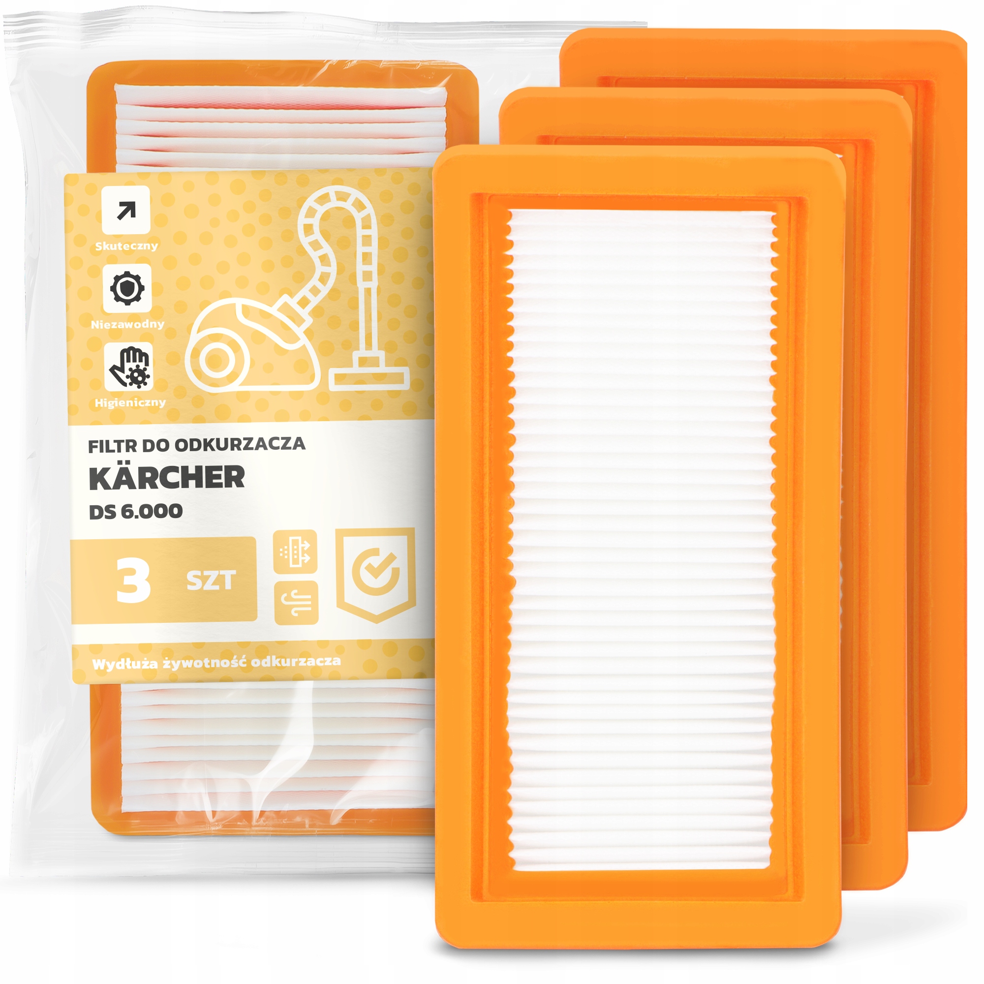 3x Filtr do Odkurzacza Kärcher Ds 6.000 Powietrza Zmywalny Trwały Em-w